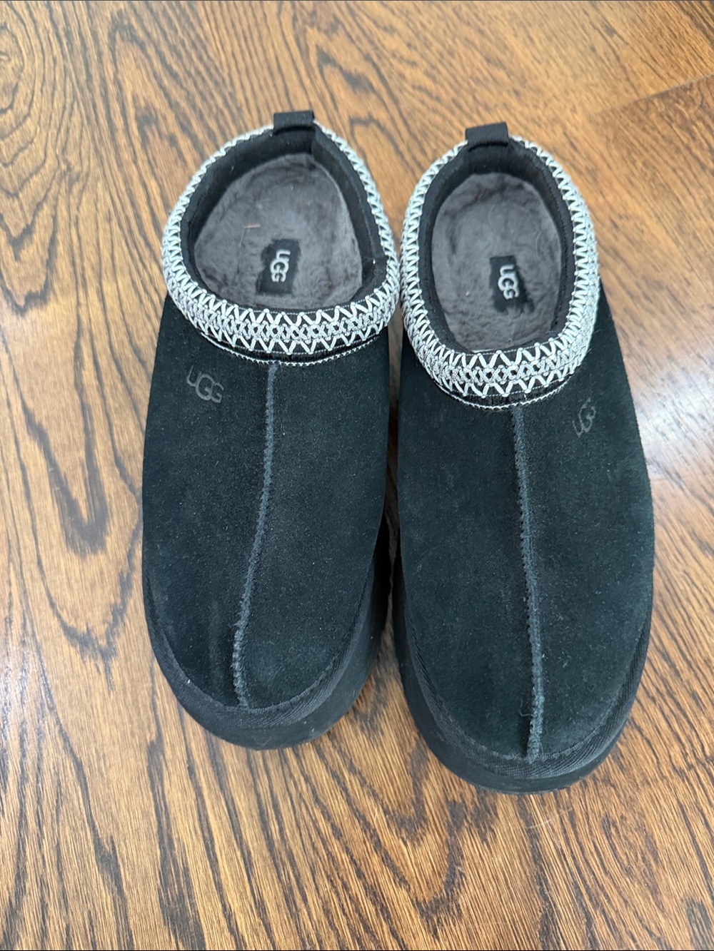 UGG  Black Suede Slip-On Moccasin with Contrasting Trim